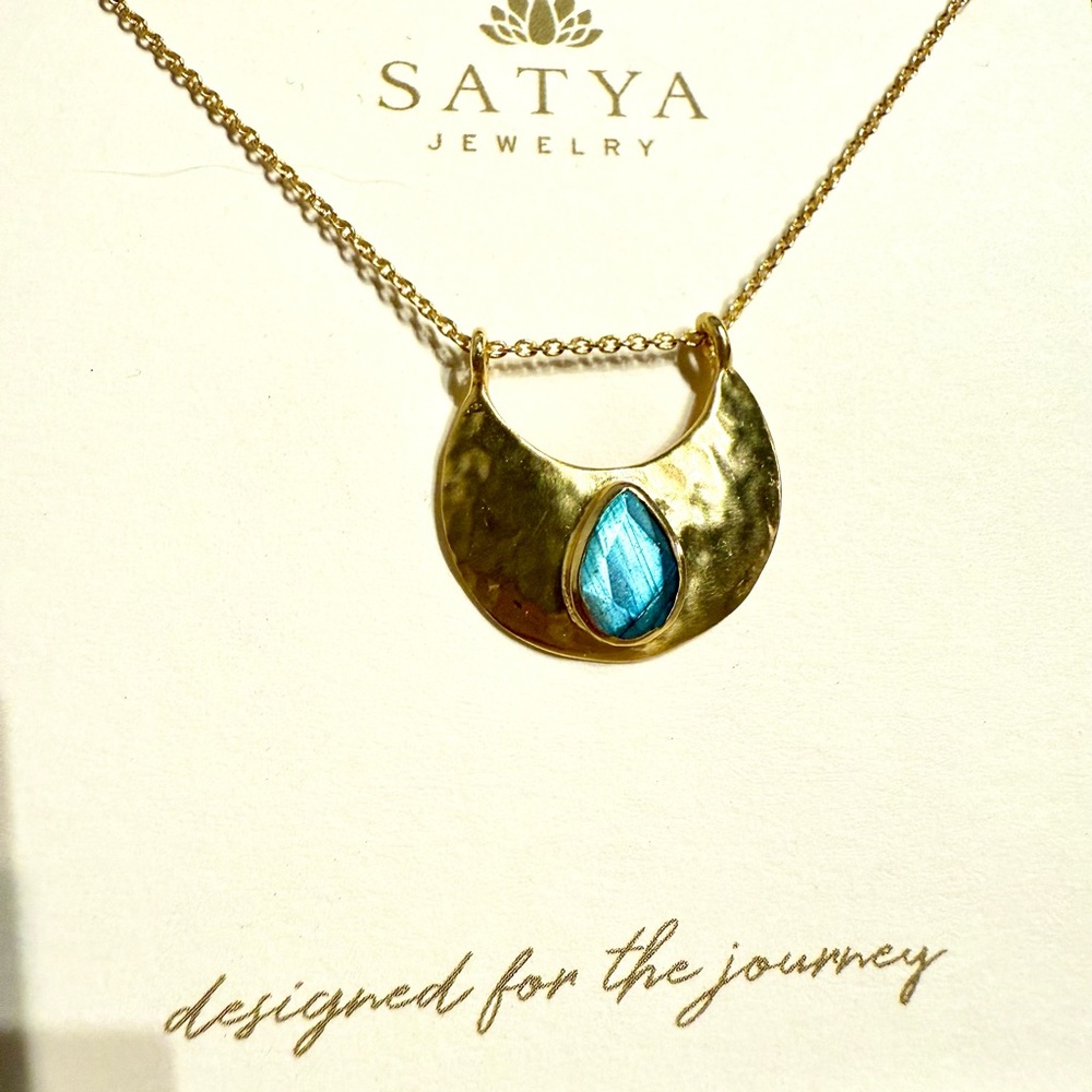 NWT Satya for Garnet Hill Shield 18k Gold Plated Brass Pendant Necklace - Picture 3 of 6